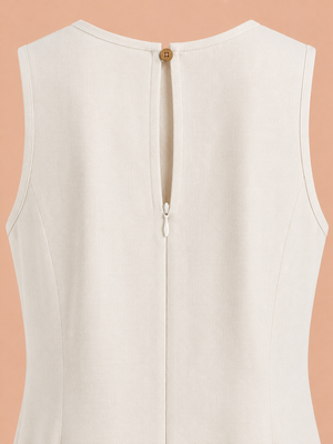 KANSO Women's Cotton Linen Sleeveless A-Line Dress | Boat Neck Midi Dress