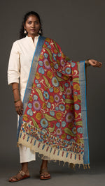 KALAMKARI | Collector's edition Crimson blossom Shawl-Handcrafted