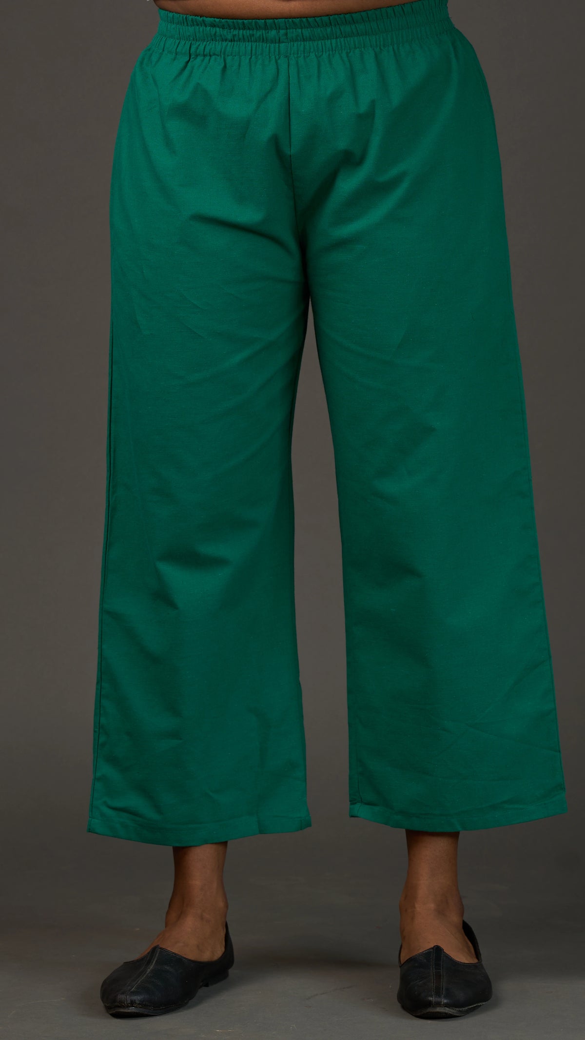 KANSO | Green Cotton Linen Cropped Wide-Leg Pants