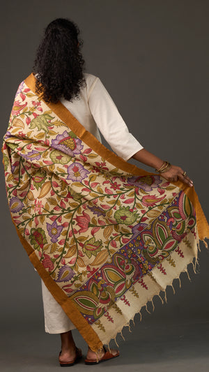 KALAMKARI | Collector's edition Golden Vine Shawl-Handcrafted