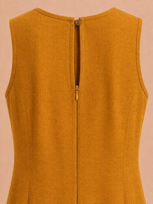KANSO Women's Cotton Linen Sleeveless A-Line Dress | Boat Neck Midi Dress