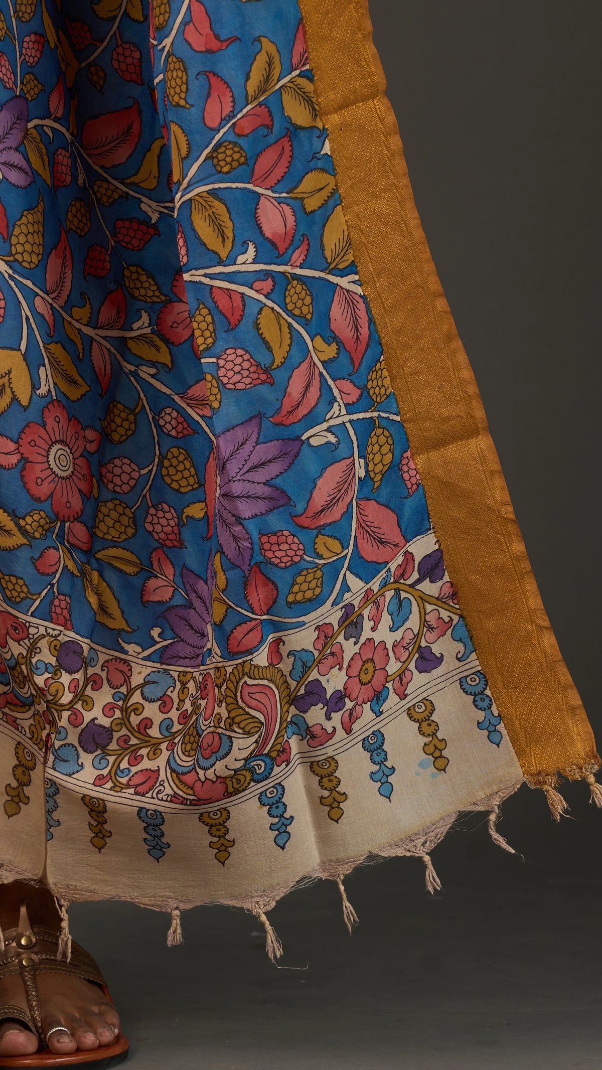KALAMKARI | Collector's edition Royal Indigo Shawl-Handcrafted