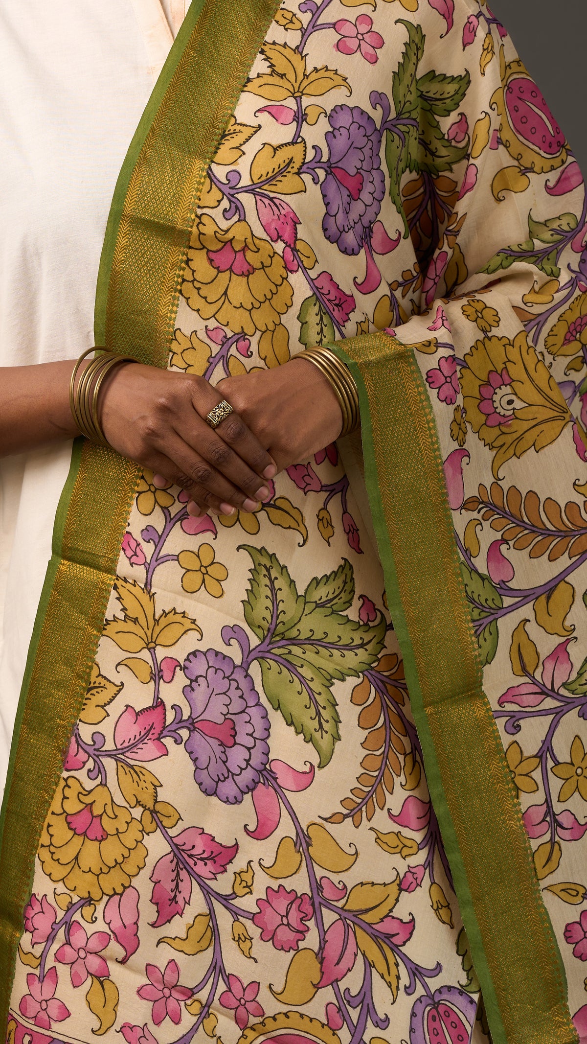 KALAMKARI | Collector's edition Meadow Blossom Shawl-Handcrafted