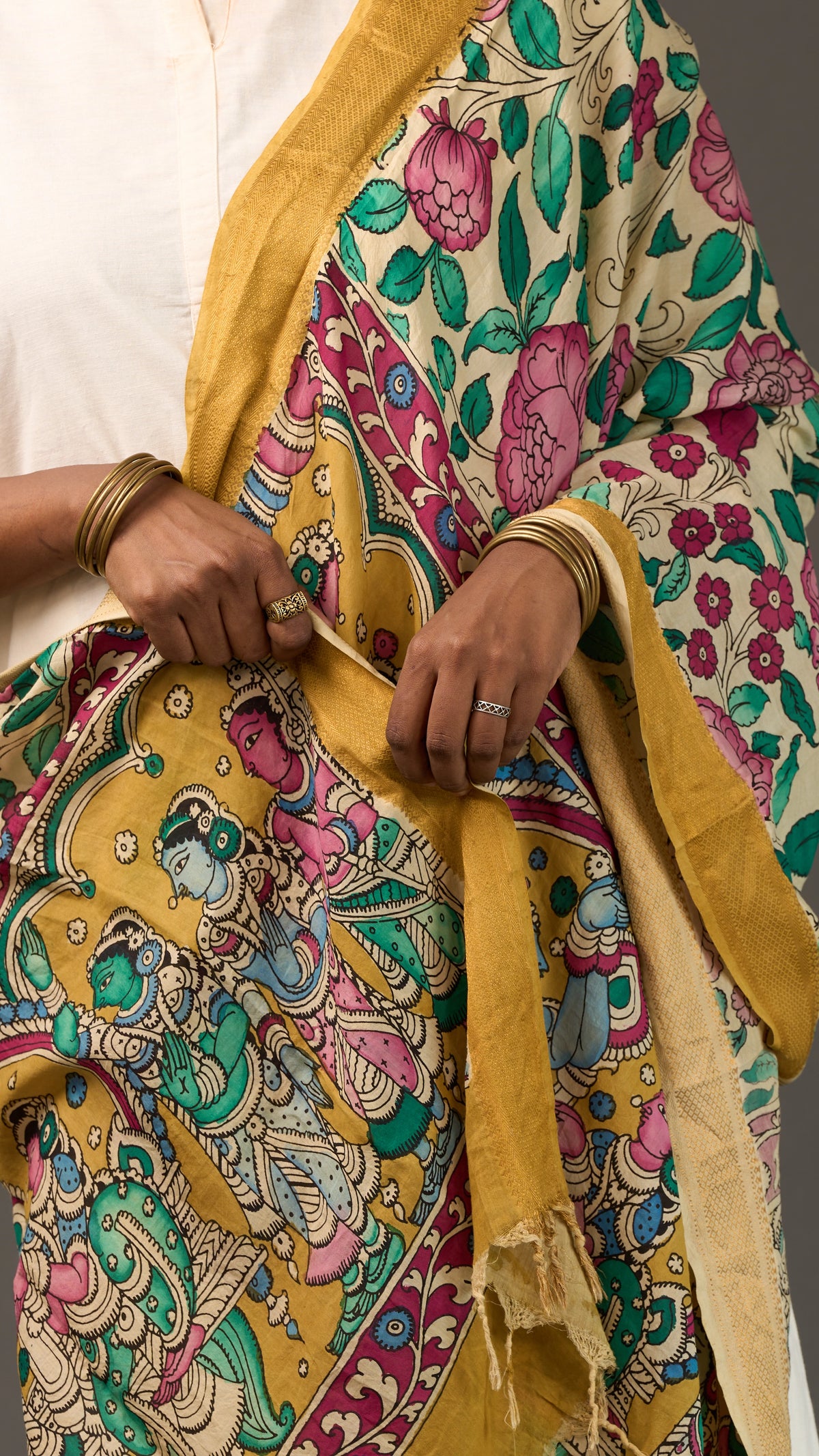KALAMKARI | Collector's edition Divine garden Shawl-Handcrafted