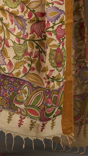 KALAMKARI | Collector's edition Golden Vine Shawl-Handcrafted
