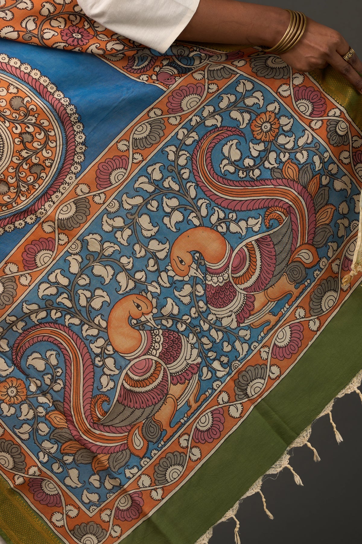 KALAMKARI | Collector's edition Sapphire blue Shawl-Handcrafted