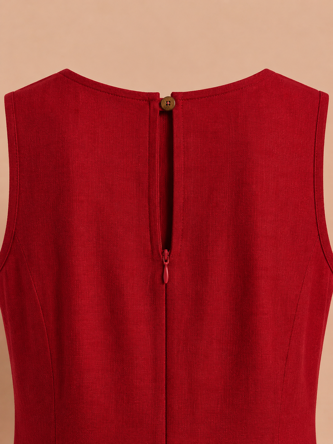 KANSO Women's Cotton Linen Sleeveless A-Line Dress | Boat Neck Midi Dress