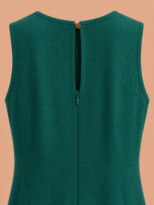 KANSO Women's Cotton Linen Sleeveless A-Line Dress | Boat Neck Midi Dress
