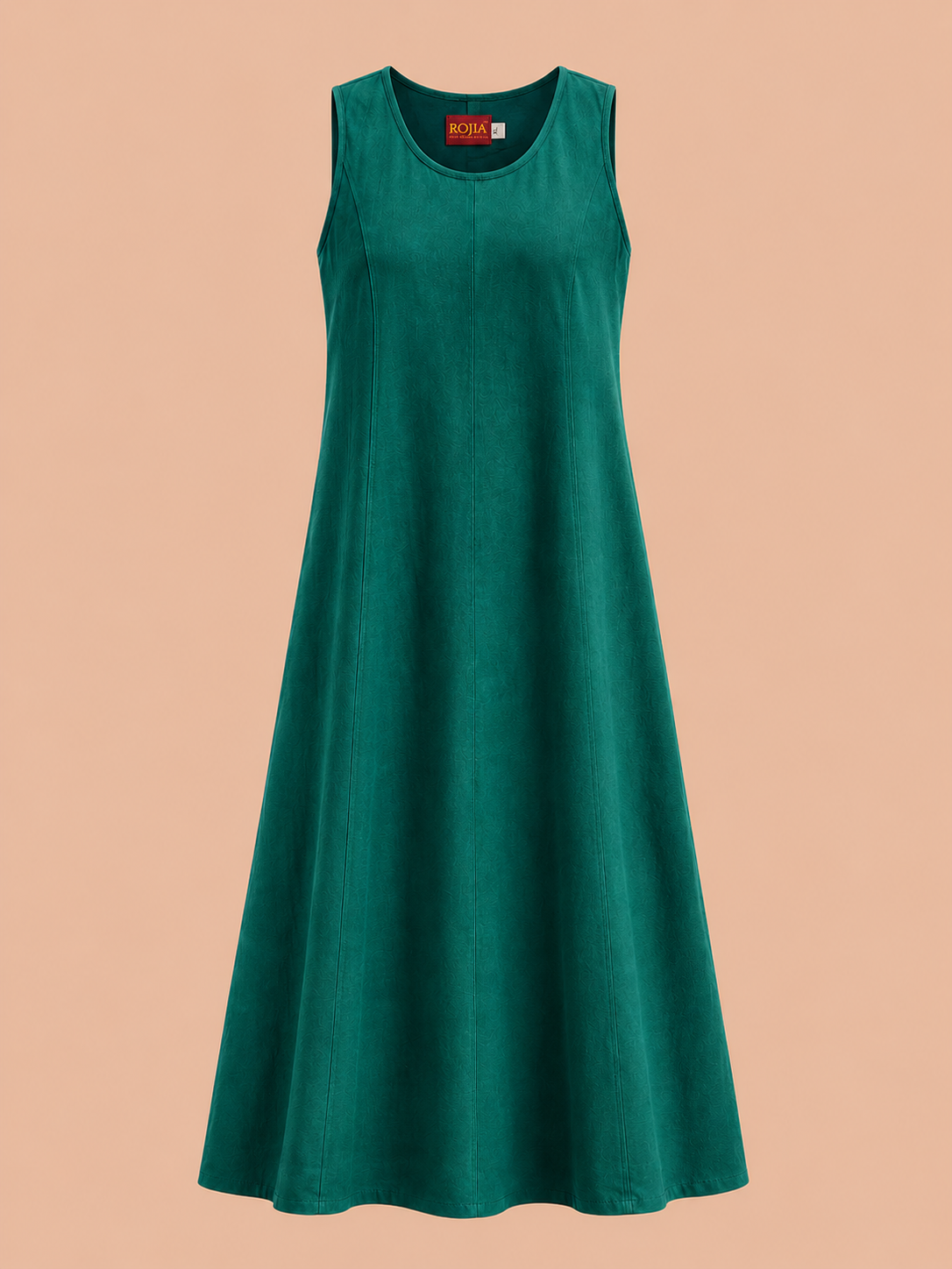 KANSO Women's Cotton Linen Sleeveless A-Line Dress | Boat Neck Midi Dress