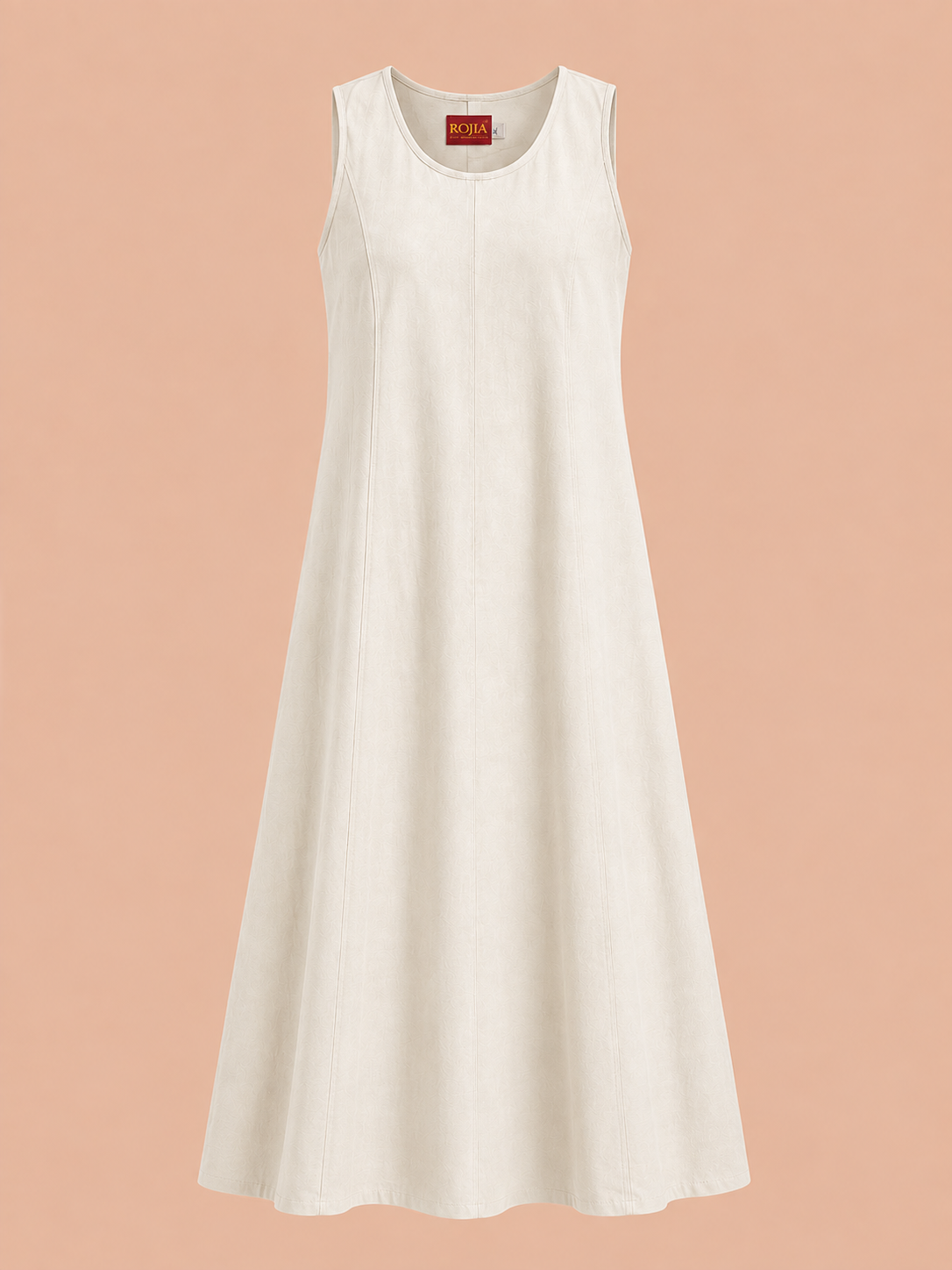 KANSO Women's Cotton Linen Sleeveless A-Line Dress | Boat Neck Midi Dress