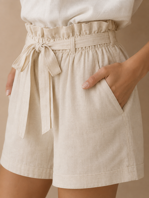 KANSO Paperbag Shorts | Cloud Dancer | Cotton & European Flax Linen