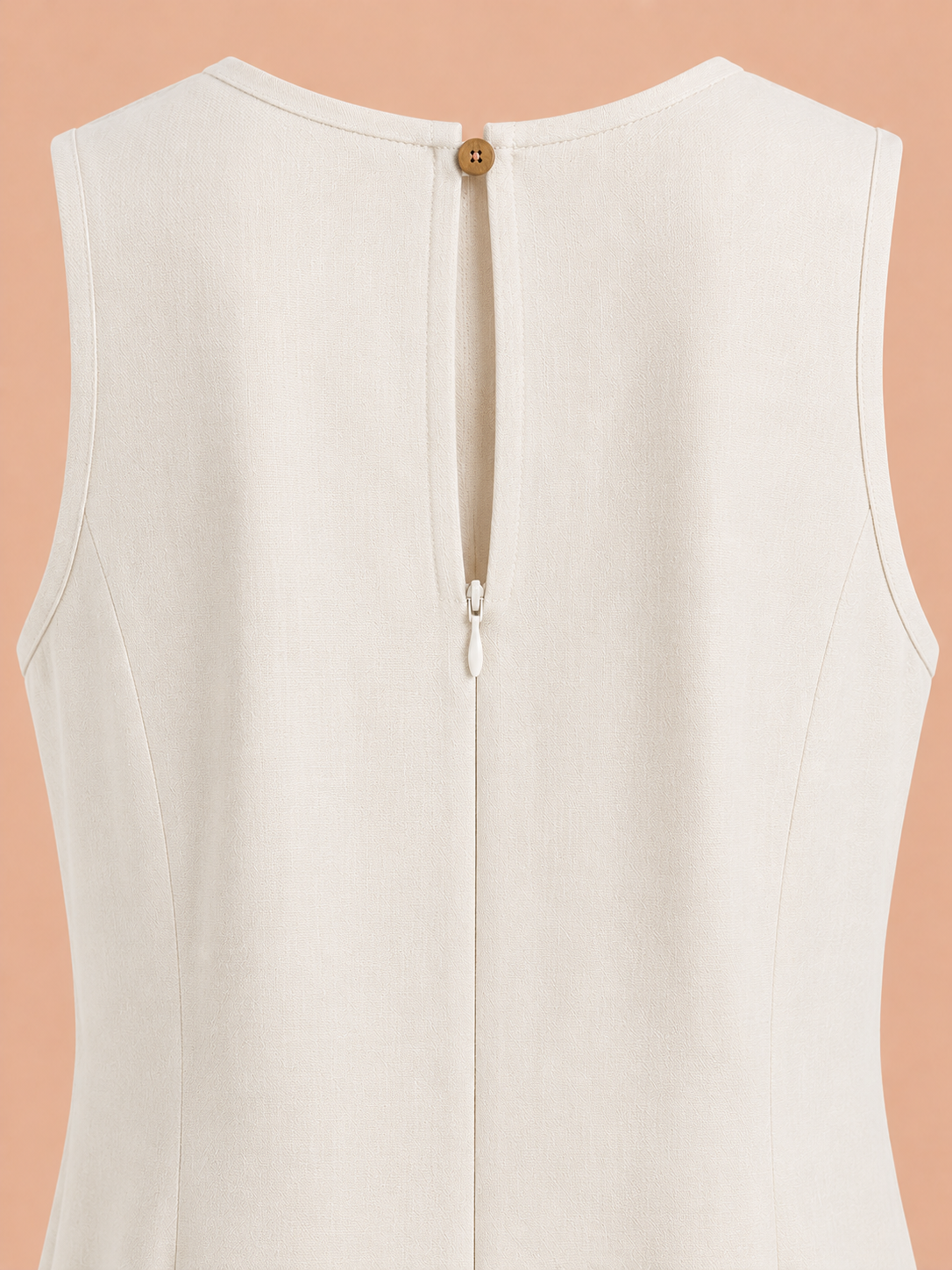 KANSO Women's Cotton Linen Sleeveless A-Line Dress | Boat Neck Midi Dress