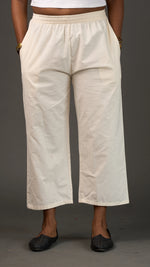 KANSO | White Cotton Linen Cropped Wide-Leg Pants