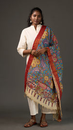 KALAMKARI | Collector's edition Azure bloom Shawl-Handcrafted