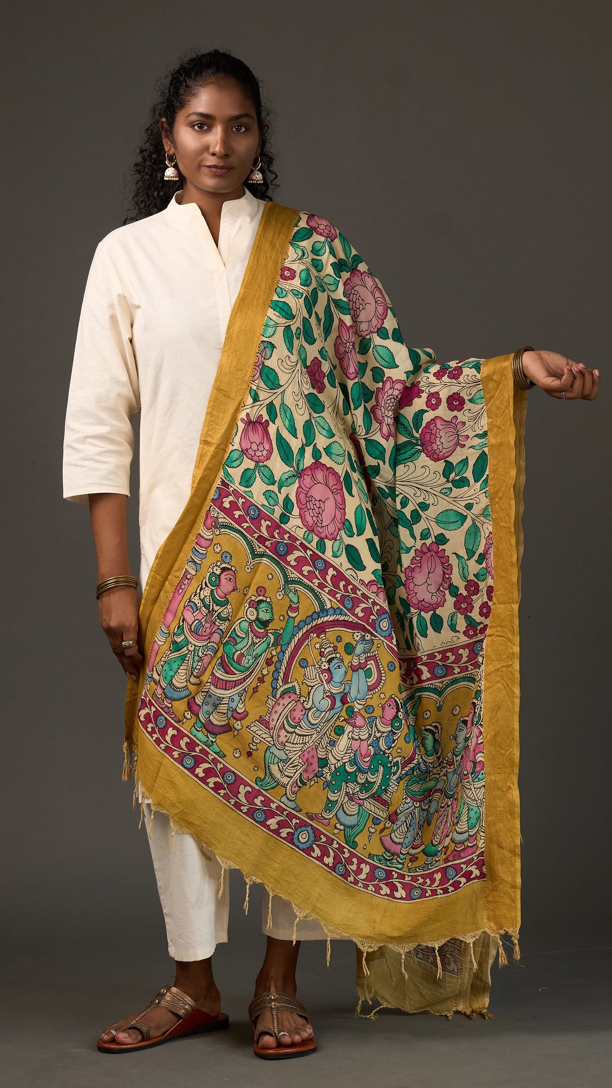KALAMKARI | Collector's edition Divine garden Shawl-Handcrafted
