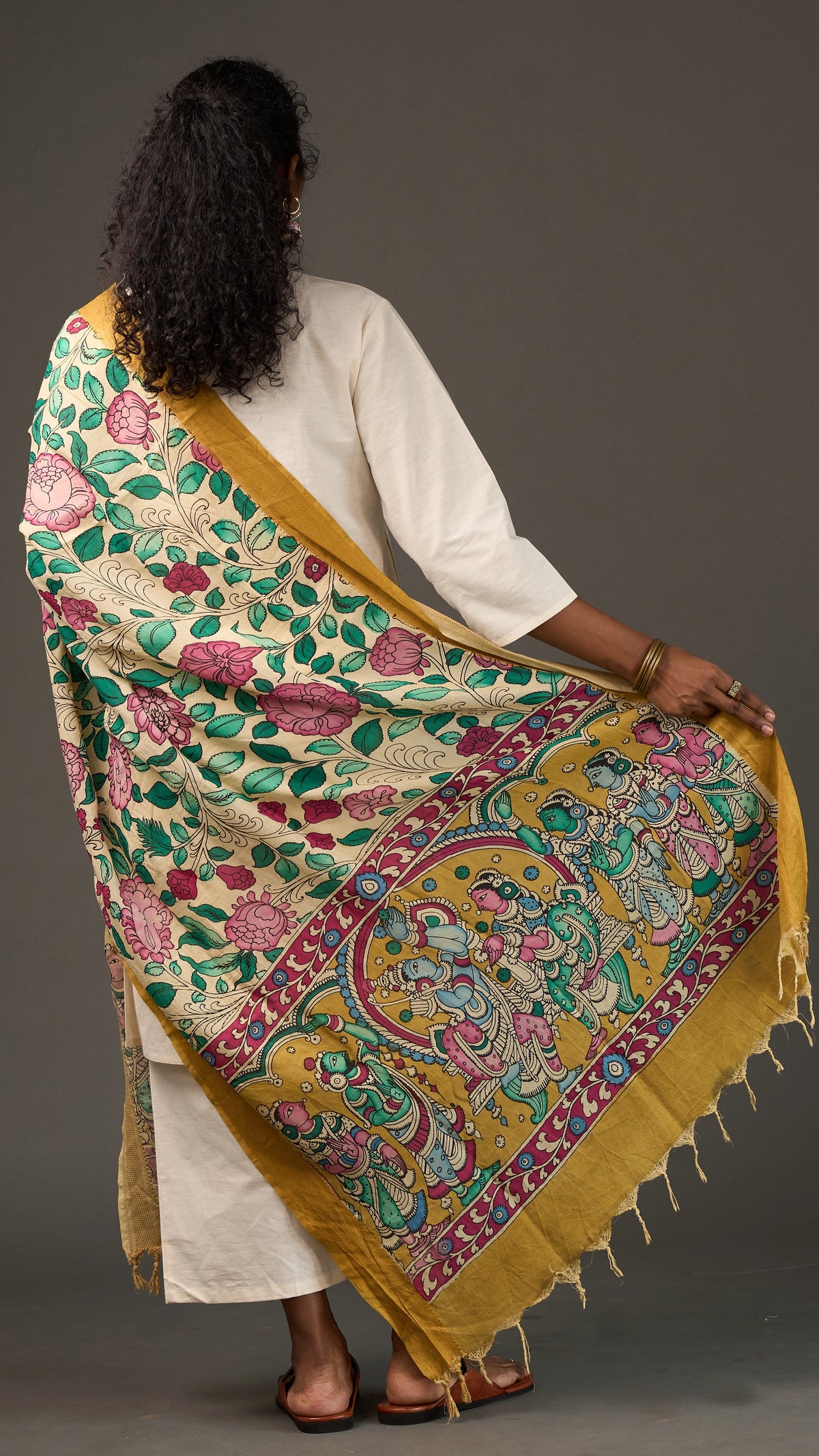 KALAMKARI | Collector's edition Divine garden Shawl-Handcrafted