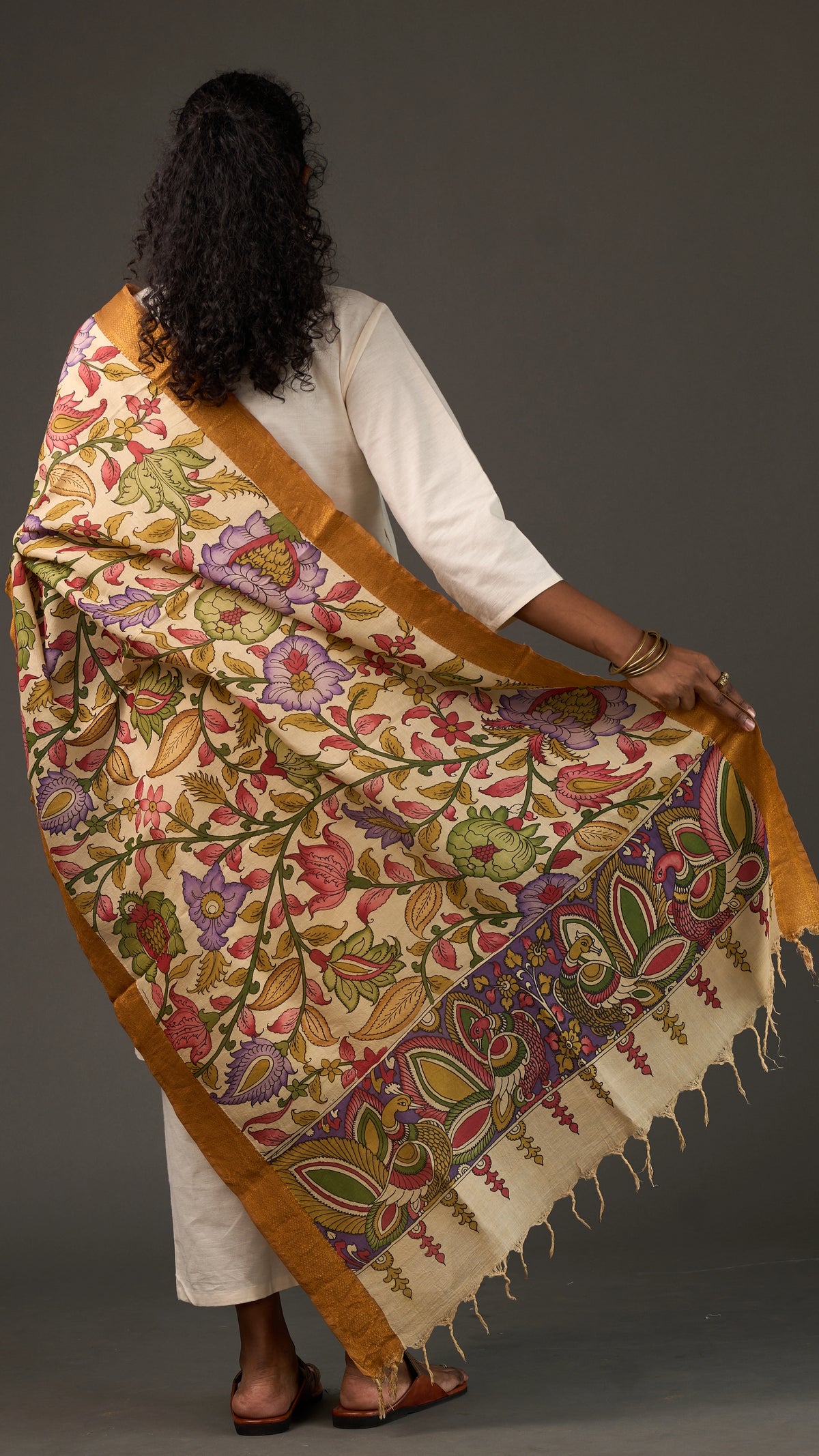 KALAMKARI | Collector's edition Golden Vine Shawl-Handcrafted