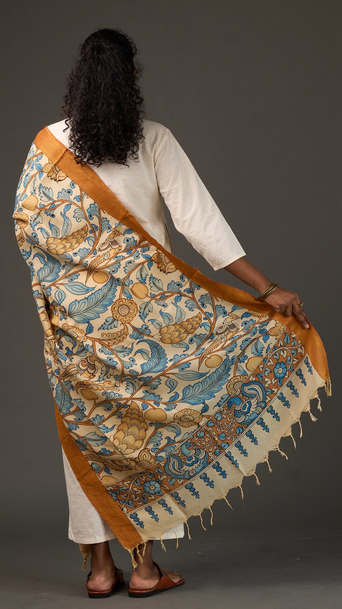 KALAMKARI | Collector's edition Golden orchard Shawl-Handcrafted