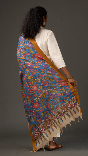 KALAMKARI | Collector's edition Royal Indigo Shawl-Handcrafted