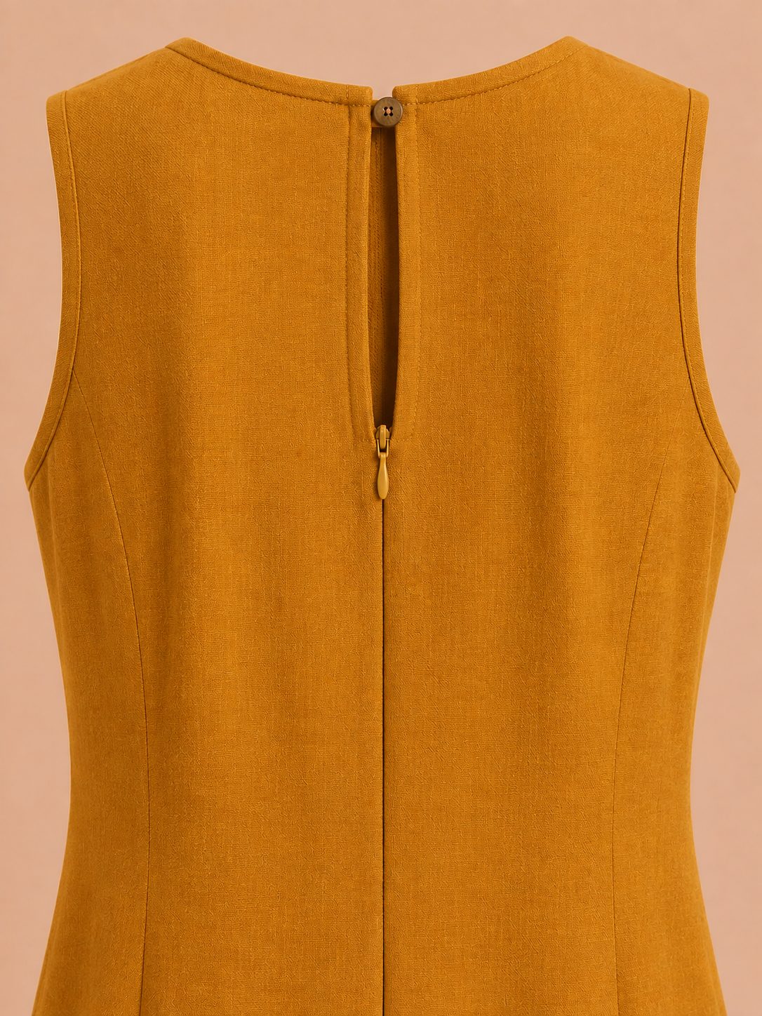 KANSO Women's Cotton Linen Sleeveless A-Line Dress | Boat Neck Midi Dress