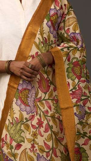 KALAMKARI | Collector's edition Golden Vine Shawl-Handcrafted