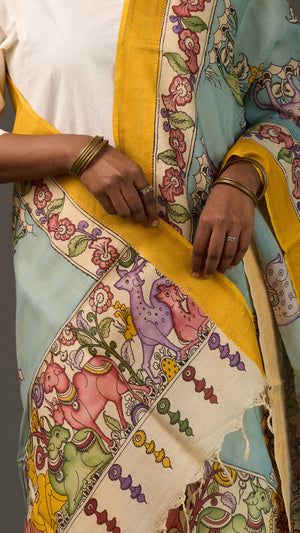 KALAMKARI | Collector's edition Deer Garden Shawl-Handcrafted