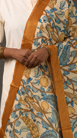 KALAMKARI | Collector's edition Golden orchard Shawl-Handcrafted