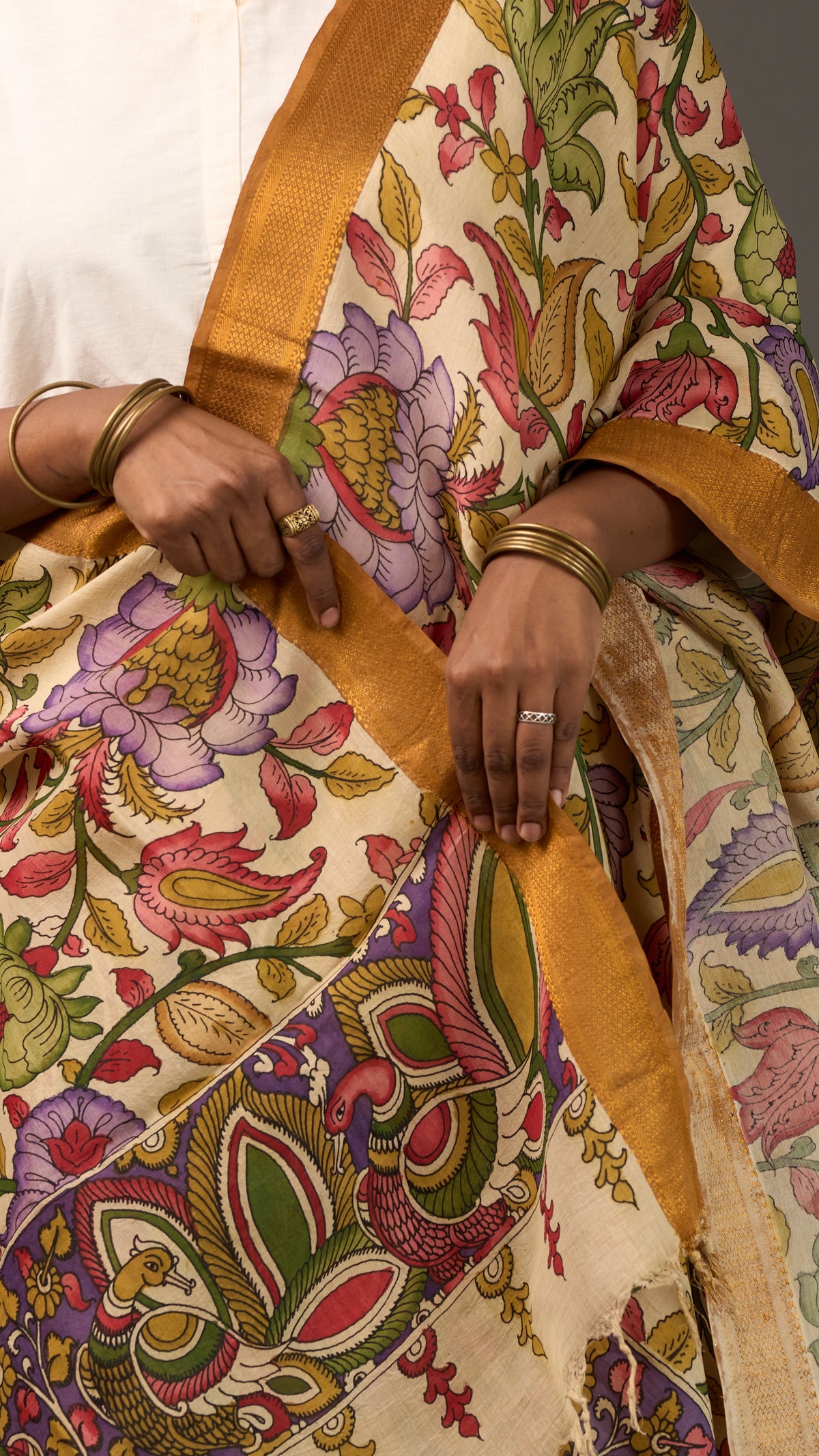 KALAMKARI | Collector's edition Golden Vine Shawl-Handcrafted