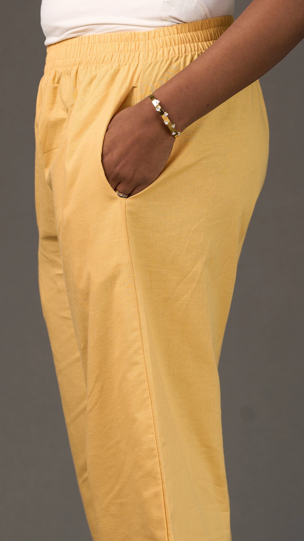 KANSO | Yellow Cotton Linen Cropped Wide-Leg Pants