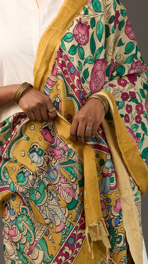 KALAMKARI | Collector's edition Divine garden Shawl-Handcrafted