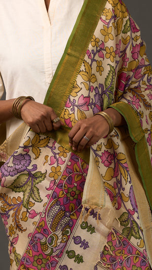 KALAMKARI | Collector's edition Meadow Blossom Shawl-Handcrafted