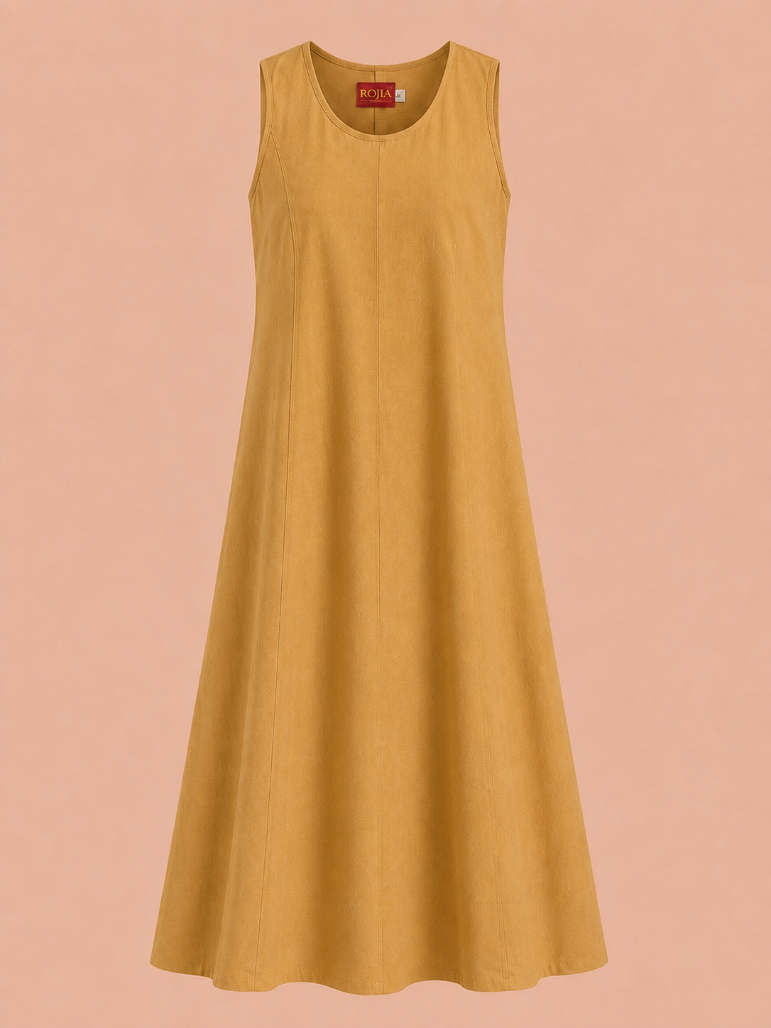 KANSO Women's Cotton Linen Sleeveless A-Line Dress | Boat Neck Midi Dress