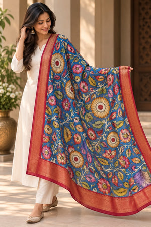 Hand painted Kalamkari Dupatta