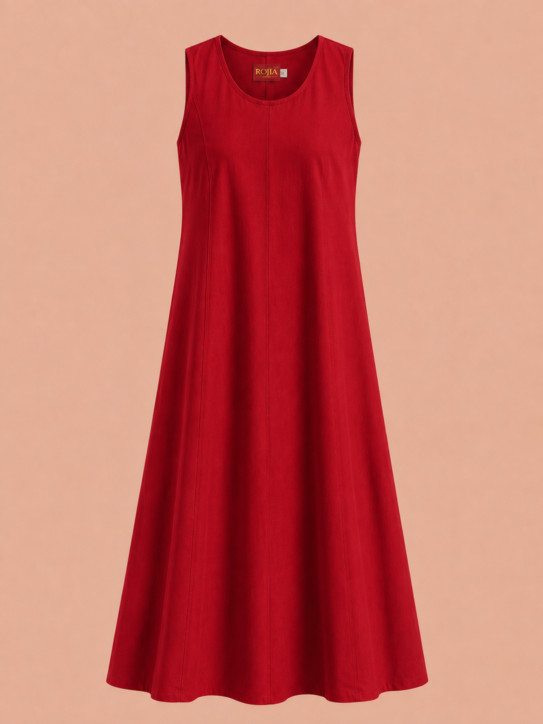 KANSO Women's Cotton Linen Sleeveless A-Line Dress | Boat Neck Midi Dress